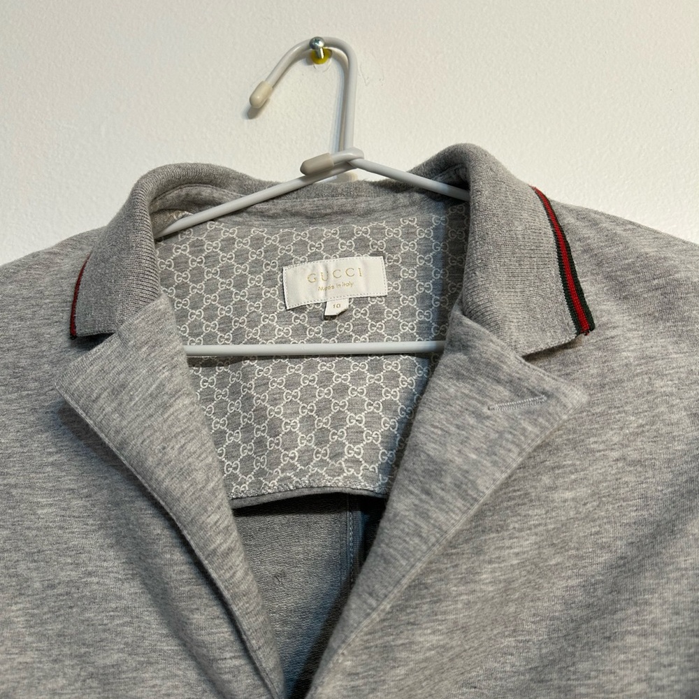 Gucci Gray Blazer with Red and Green Accents